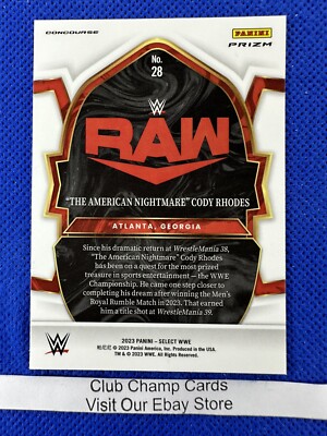 2023 #28 Cody Rhodes Panini Select WWE RAW Concourse Level Red