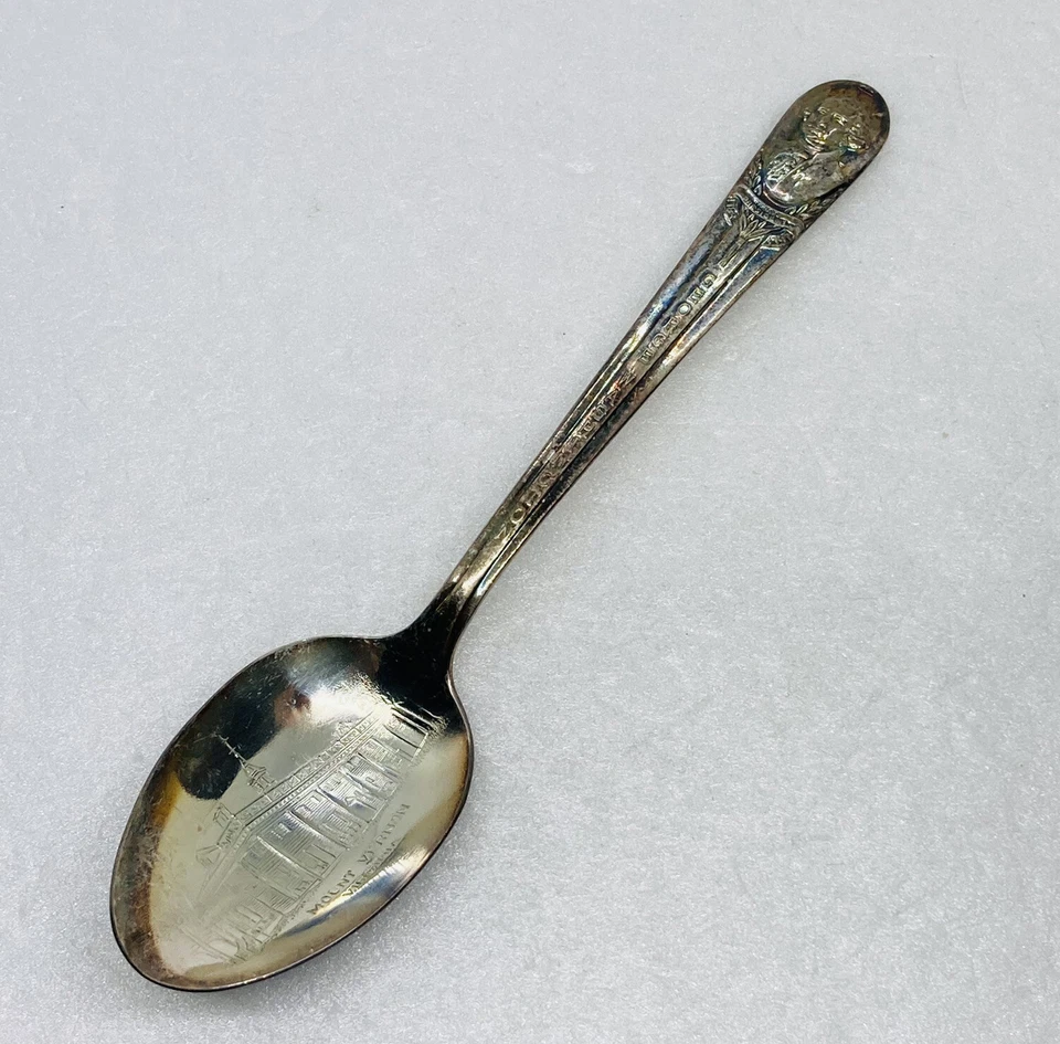 "Cuchara plateada vintage WM Rogers George Washington 6"" arte decorativo 25" Foto 3 de 4