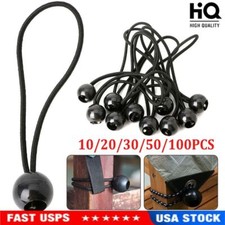 6" Bulk Ball Bungee Bungie Cord Tarp Tie Down Tight Strap Canopy Elastic Black