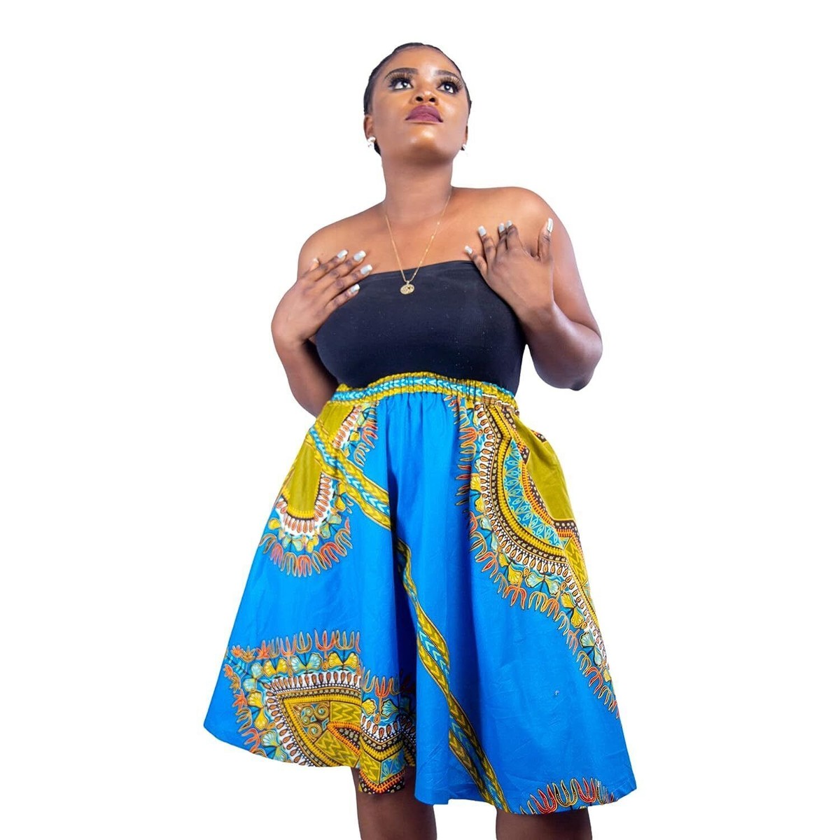 Handmade in Ghana Women's Plus Size Belted Elastic Dashiki African