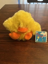 Vintage Rare 1997 Fuzzlins Dermet Duck Yellow Small Stuffed Plush DOB 8/16/97