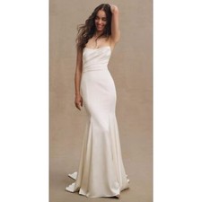 Anthropologie BHLDN Willoby Elynor Satin Mermaid Wedding Gown Dress Size 18