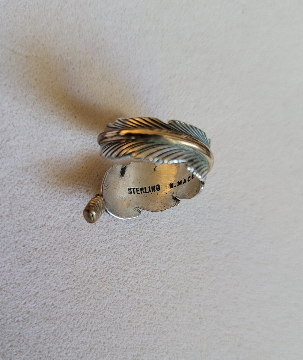 アクセサリー indian jewelry Harvey Mace Navajo Sterling Silver Feather Native American Bracelet