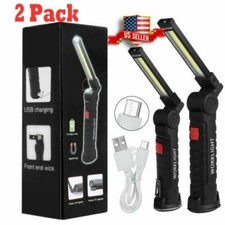 Rechargeable Cob Led Slim Work Light Lamp Flashlight Inspect Folding Torch