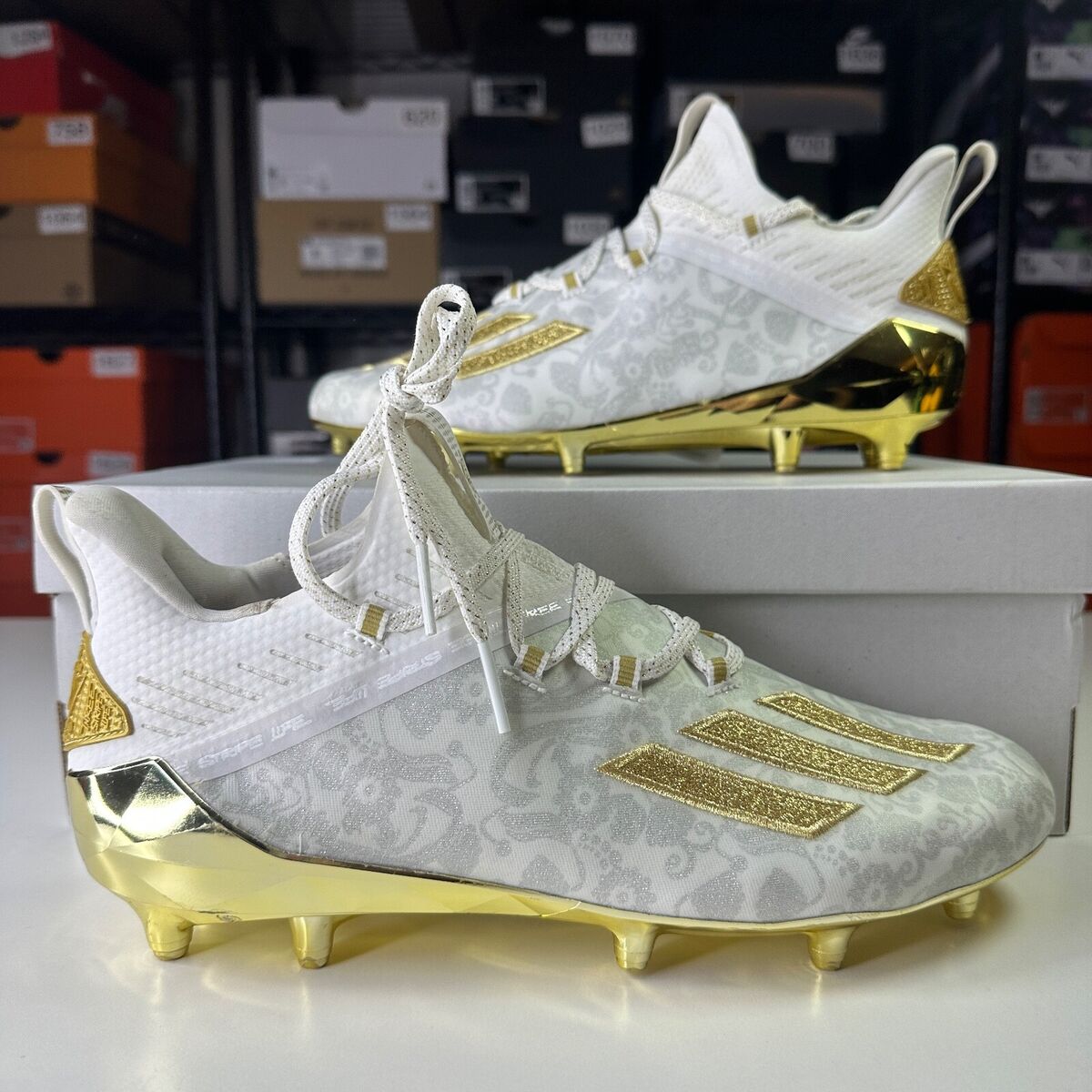 Adidas Adizero Football Cleats Young King Cloud White Gold Adidas Adizero Football Cleats Young King Cloud White Gold