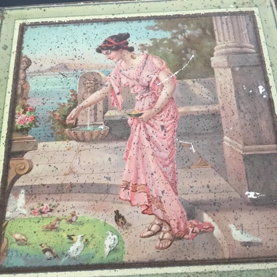 PERNOT BOITE TOLE LITHOGRAPHIEE BISCUITS ART NOUVEAU ART DECO ROMAINE POMPEI - Photo 3/4