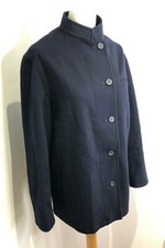 Bnnt Holland & Holland Navy Wool Short Collar Jacket Coat 38 New Nehru Lined