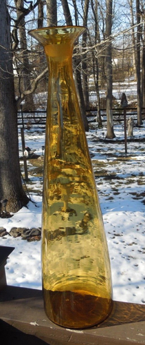 MCM Blenko 29” Jonquil Yellow Art Glass Massive Floor Vase 6138 Wayne Husted - Picture 3 of 11
