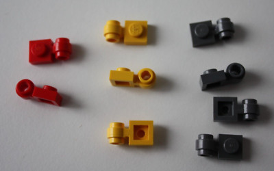 LEGO  9 Stück Platte 1x1 mit Öse/Ring/Clip Light 4081 Rot Gelb Grau
