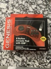 Retro-Bit Official Sega Genesis USB Controller 8-Button PC/Mac Raspberry Pi Red
