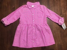 CARTER'S SIZE 4T PINK  WHITE GINGHAM CHECK BUTTON FRONT COTTON DRESS NEW 