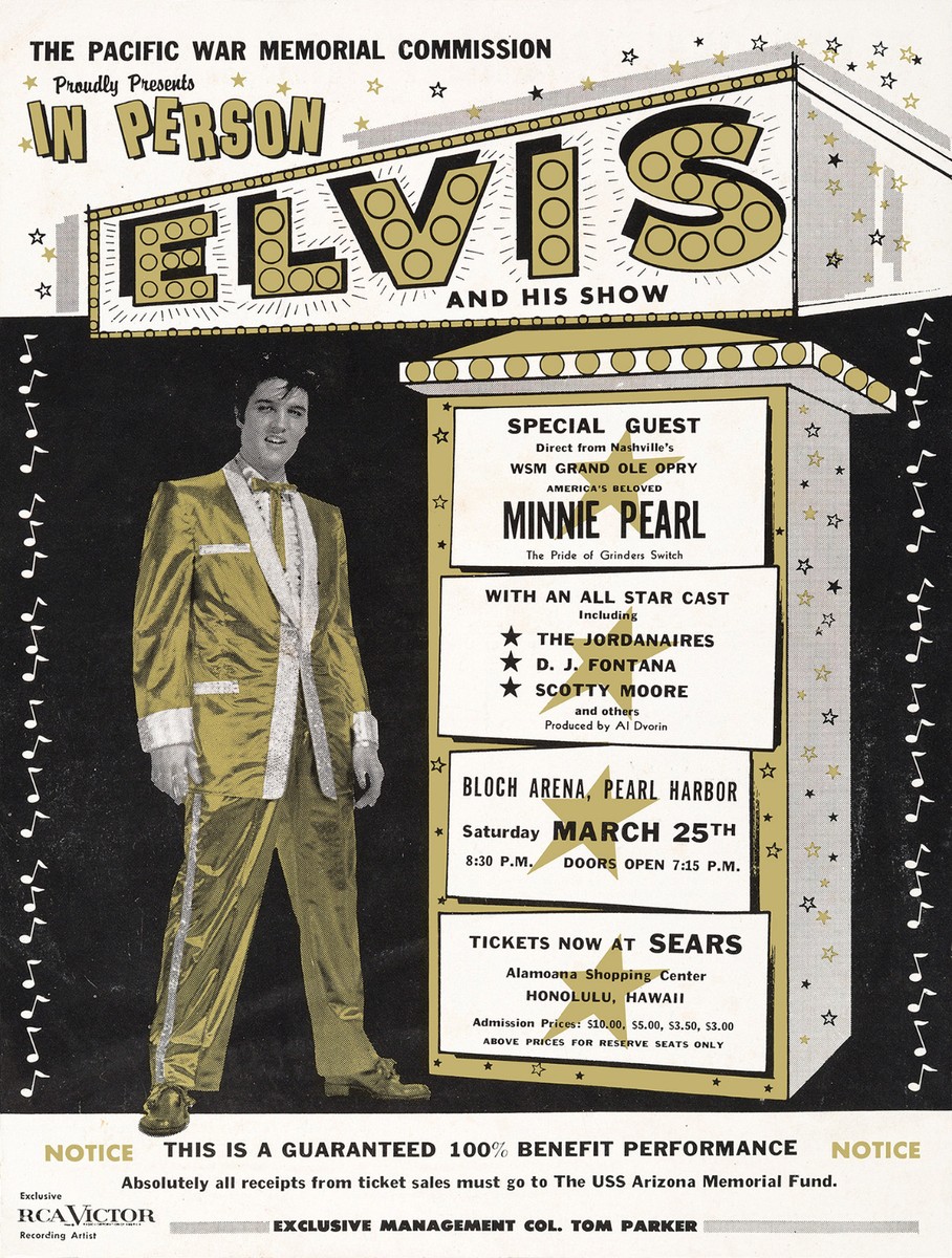 1961 ELVIS PRESLEY AT BLOCH ARENA, PEARL HARBOR HAWAII BENEFIT
