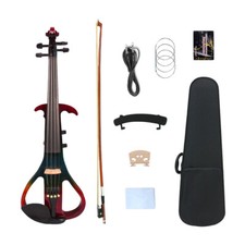 A Red 4/4 Electric Violin Made Solid Wood Ebony Fittings Beginners nice