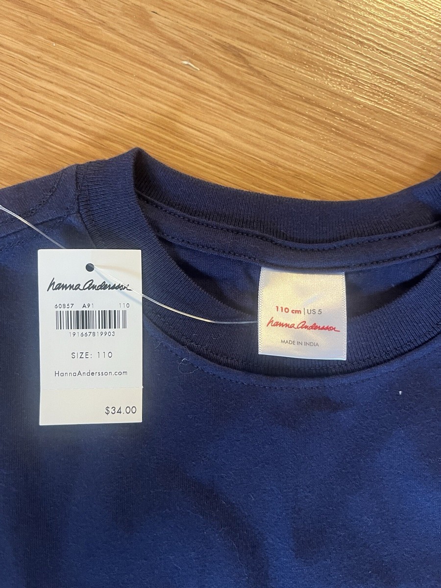 HANNA ANDERSSON NWT Navy Stripe Shark Tee Shirt Size 110 US 5 | eBay