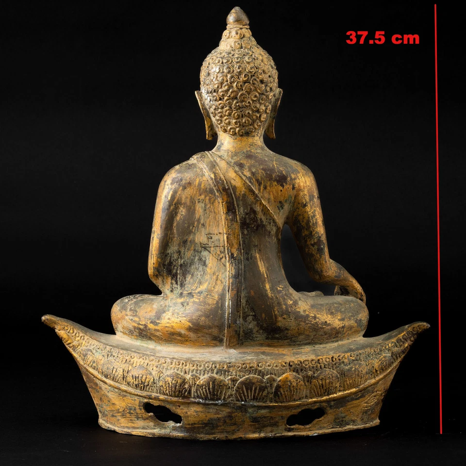 PXSTAMPS РЕДКАЯ 18-го века старинный тайский Таиланд амулет золото позолоченная бронзовая статуя Будды - Изображение 2 из 4