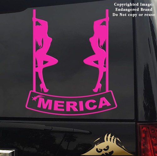 'Calcomanía de pegatina 'Merica Two Strippers sobre poste pancarta' - Imagen 2 de 12