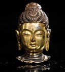 Fine Chinese Tang Dynasty Gilt Brone Buddha Head