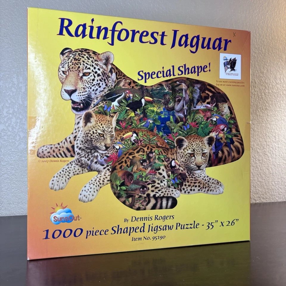 “Rainforest Jaguar” By Dennis Rogers 1000 Piece Shaped Jigsaw Puzzle SunsOut - Image 4 of 4