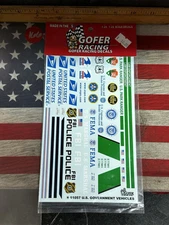 GOFER RACING U.S. GOVERNMENT VEHICLES DECALS for: 1:24 AND 1:25 SCALE MODEL CARS