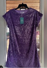 Semi Mini Dress Purple Sequin Size S