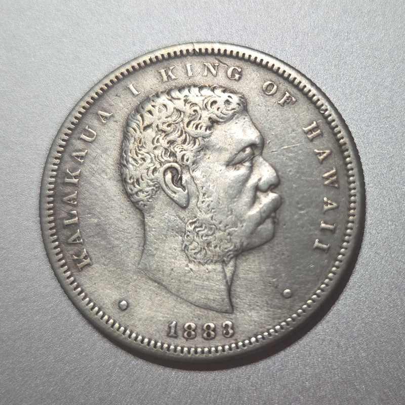 1883 Kingdom of Hawaii Kalakaua 1/2 Dollar Hapala With Rays KM#7 .900