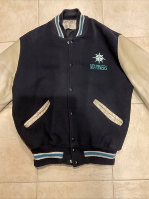 Delong Seattle Mariners Letterman Wool Leather Jacket Sz Lg USA