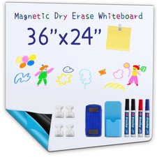 Magnetic Whiteboard Sticker for Wall, 36" 24" -Adhesive Dry Erase Board, Pe...
