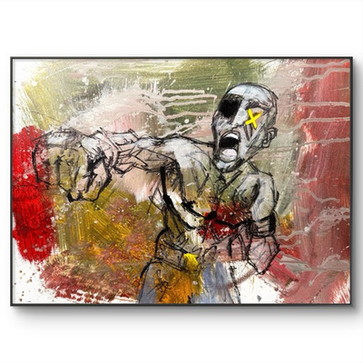 #ad Original Abstract Expressionism 12x16 Boxer Colorful Signed Fine Art 424 $305.00