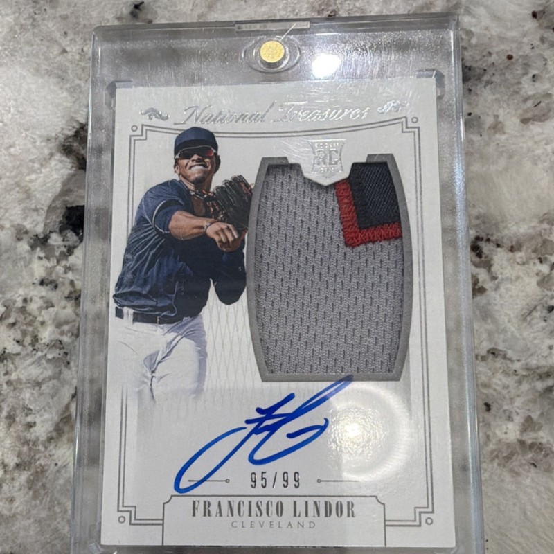 Panini 2015 National Treasures Francisco Lindor Indians RC Auto Patch #179 /99