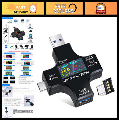2 in 1 Type C USB Tester Color Screen LCD Multimeter Voltage Current Meter DC3.6