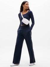 ATHLETA Venice High Rise Track Stripe Wide Leg Pant NWT - MP NavyWhite 854424