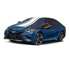 Universal Half Car Cover for 3XL: Sedan Length 128 To 139inch black white