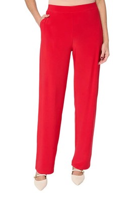 Susan Graver Women's LK Luxe Pull-On Pants w/ Pockets Cherry