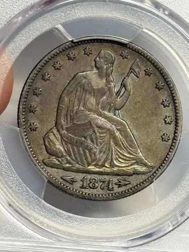 Toned 1874-P PCGS XF40 Seated Liberty Half Dollar, U.S. 50c Silver Extra Fine