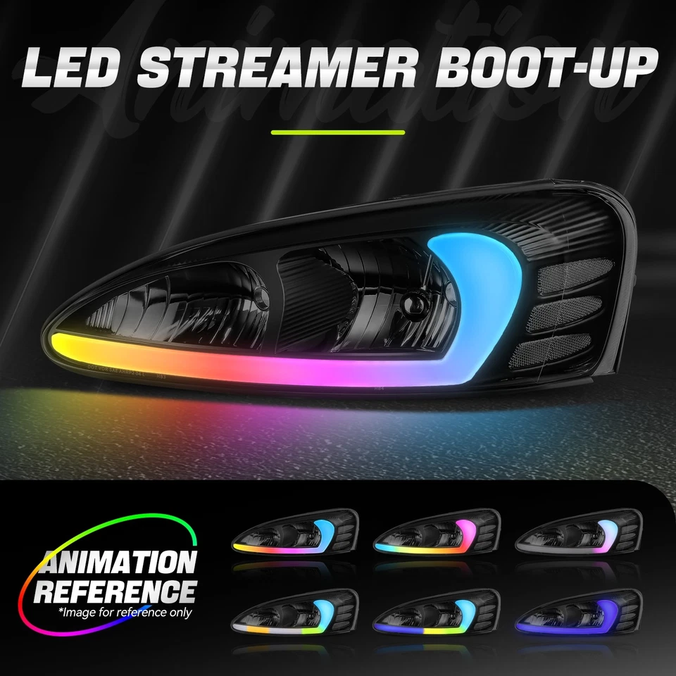 顺序动画启动 RGB LED DRL 车头灯适用于庞蒂亚克大奖赛 04-08 — 第 3/4 张图片