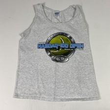 Vintage Nasdaq-100 Open Shirt Mens Medium Gray Miami Tennis 2003 Tank Top