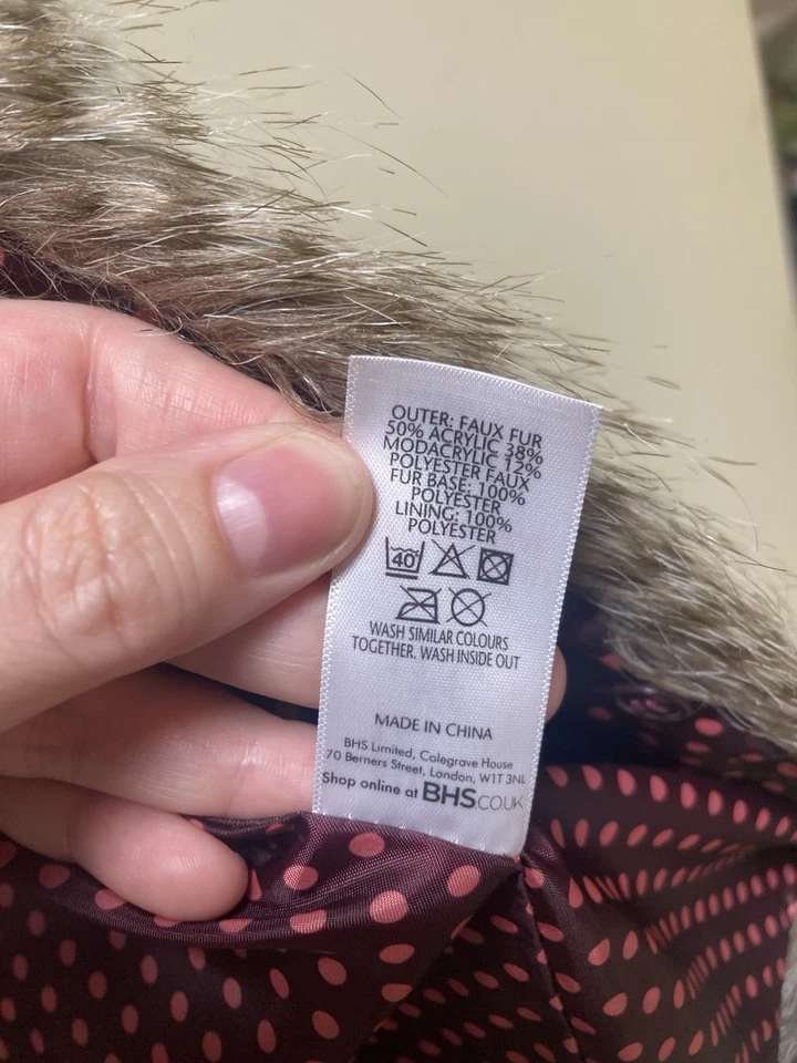 Tammy Girl Faux Fur Gilet Waistcoat Age 13-14 Yrs Y2K Retro Polka Dot Lining - Image 4 of 4