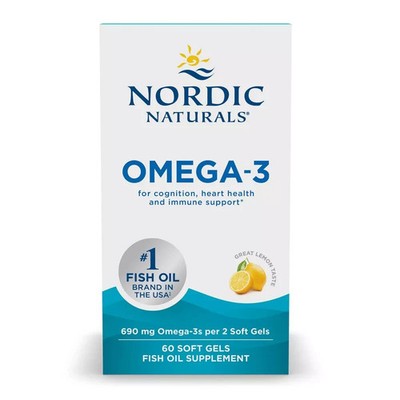 Nordic Naturals Omega-3 Softgels Dietary Supplement - 60ct 690mg Lemon Flavor