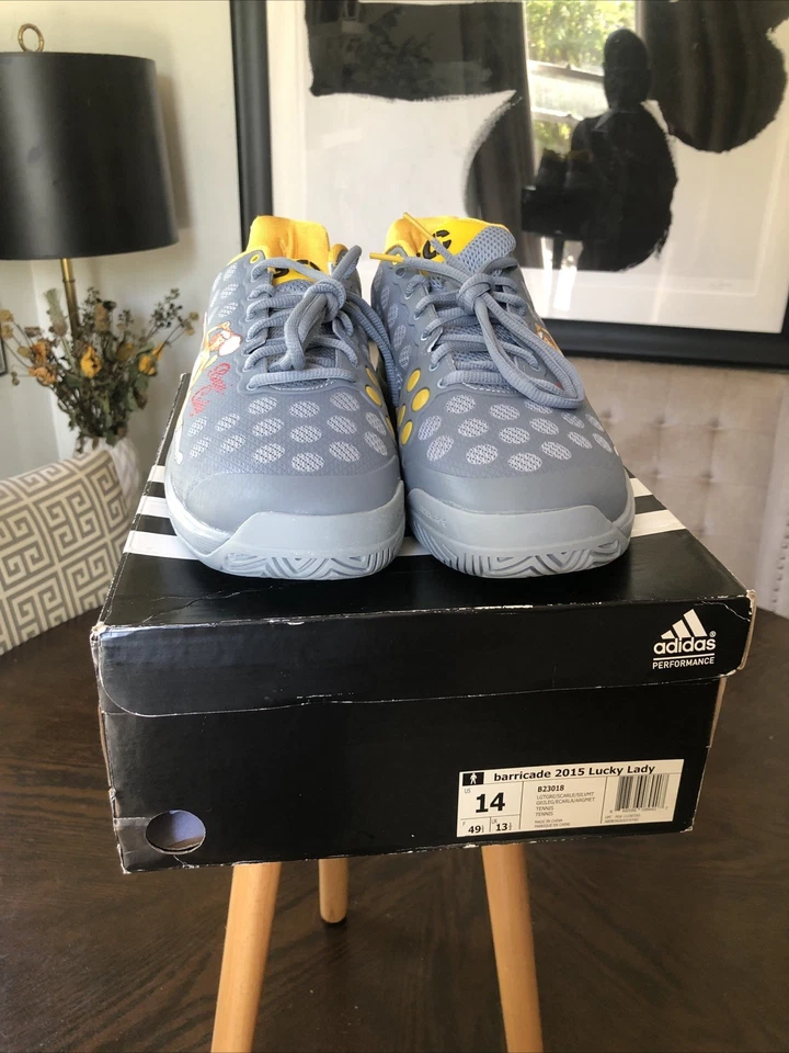 Adidas Barricade "Barri-Cady” Limited Edition Light Grey/Scarlet/Silver Sz14 NIB - Image 2 of 4