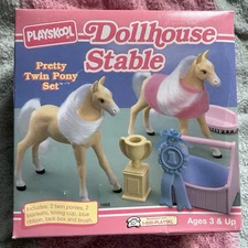 Vintage Playskool Dollhouse Stable Pretty Twin Pony Set 1994 Rare New In Box
