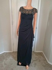 Chiffon Beaded Illusion Glamour Wedding Cocktail Size 8 Gothglam Dress - DP38