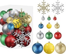 Syhood 62 Pcs Glitter Christmas Ball Ornaments Bulk Plastic Multi Color