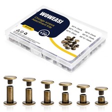120sets Chicago Screws Kit, 6 Sizes Screw Rivets Bronze Chicago Binding Screw...