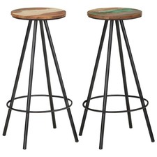 Lot de 2 Tabourets de Bar Chaises Bistrot Pub Bois Massif de Récupération vidaXL