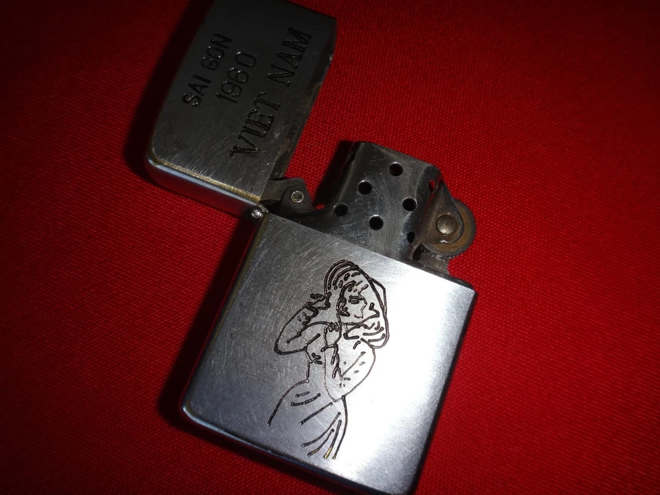 Vietnam War Vintage Zippo Lighter SAIGON 1960 VIETNAM and Lady in Long Dress - Image 4 of 4