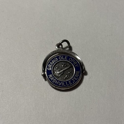 Sterling Silver Grand Ole Opry Nashville Charm Guitar Music Notes Blue 2.19g