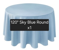 120" Sky Blue Round Wedding Banquet Polyester Fabric Tablecloth Event Birthday