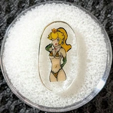 Borosilicate glass Pin up Peach murrine coin -  Mario fan art collectable