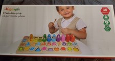 New Migargle 5-in-1 Wood Logorithmic Plate Puzzle 36 Months Toddler Learn Toy