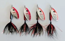 (4) Worden's Original Rooster Tail Inline Spinners 1/8 oz Color Tinsel Black New